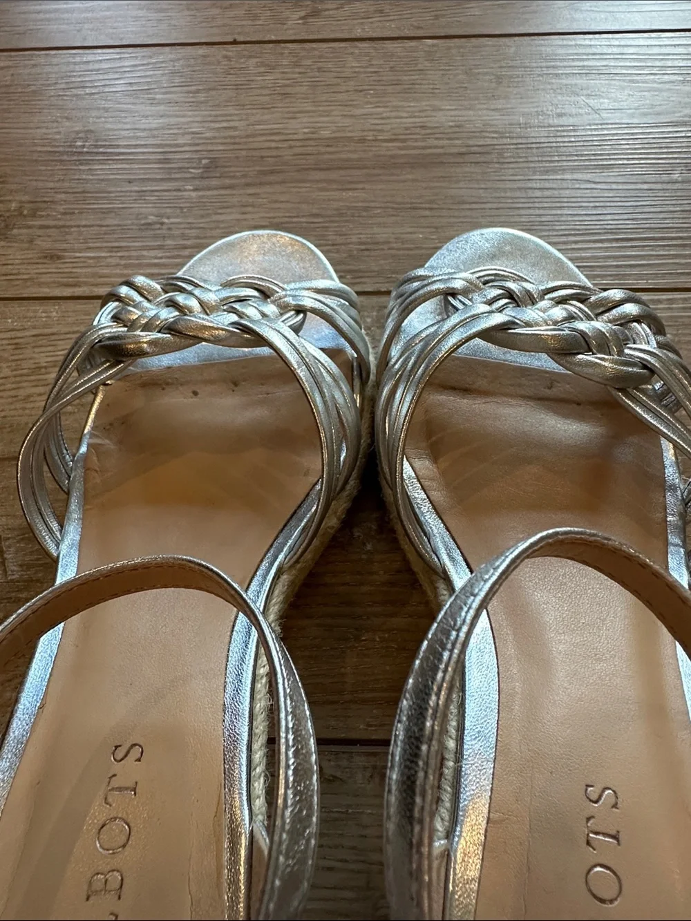 Talbots Silver Lyndsay Woven Espradilles Wedges Size 8